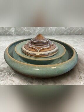 Bill Campbell Studio Pottery Oil Lamp With Bonus Ceramic Posie Vase Style Holder